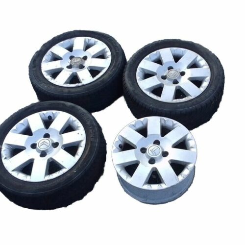 📞 4 CERCHI IN LEGA RUOTE 3 PNEUMATICI ORIGINALI CITROEN 185/55 R15 4 FORI