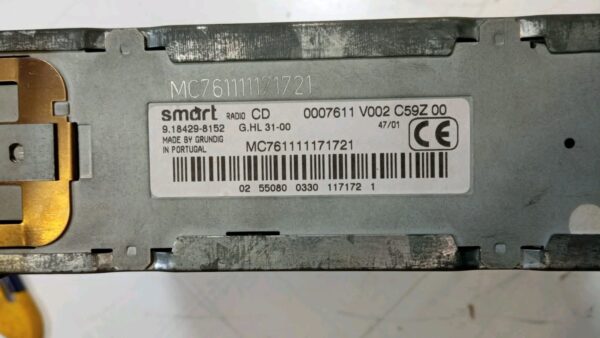0007611V002 STEREO AUTORADIO RADIO LETTORE CD ORIGINALE SMART 450 1998 AL 2004 - immagine 4