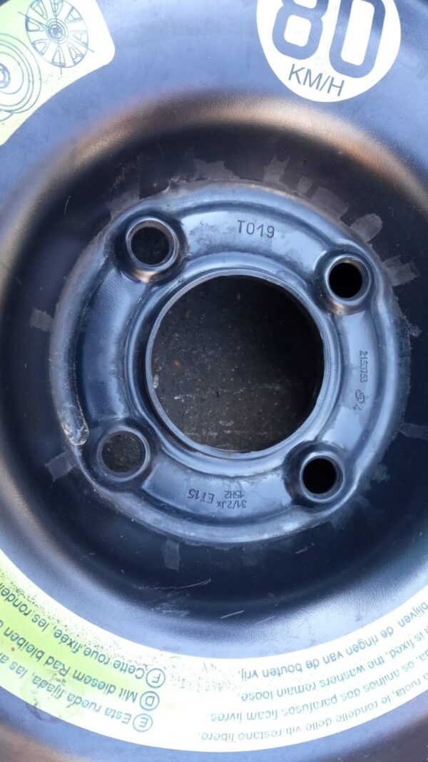 RUOTINO RUOTA DI SCORTA ORIGINALE PEUGEOT 1007   125  /  80 R 15 4 FORI - immagine 4