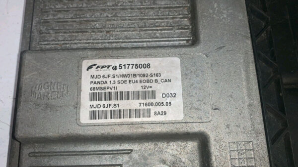 51775008 KIT CENTRALINA BLOCCHETTO CHIAVE FIAT PANDA 169 1.3 MTJ  2003 AL 2011 - immagine 11