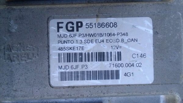 551866608 51735170 KIT BLOCCHETTO CHIAVE CENTRALINA FIAT PUNTO 188 1.3 MTJ 2004 - immagine 6