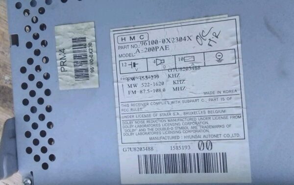 96100-0X2304X AUTORADIO STEREO LETTORE CD RADIO HYUNDAI I 10 1 SERIE - immagine 5
