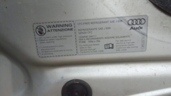 8P0010191H  COFANO ANTERIORE ORIGINALE AUDI A3 SPORTBACK  2007 GRIGIO ARGENTO - immagine 6
