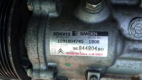 SD6V12 9684480480 COMPRESSORE ARIA A/C CITROEN C2 C3 NEMO / PEUGEOT 206 BENZINA - immagine 6