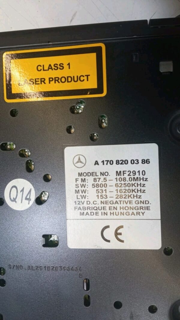 A1708200386 AUTORADIO STEREO RADIO LETTORE CD MERCEDES CLLASSE A W168 / SLK R170 - immagine 6